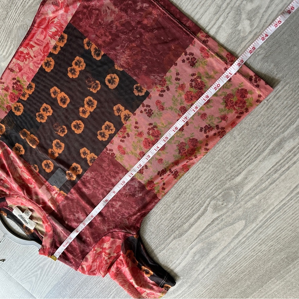 NWT Anthropologie Porridge Floral Patchwork Sheer Mesh T-Shirt XS - Picture 10 of 11
